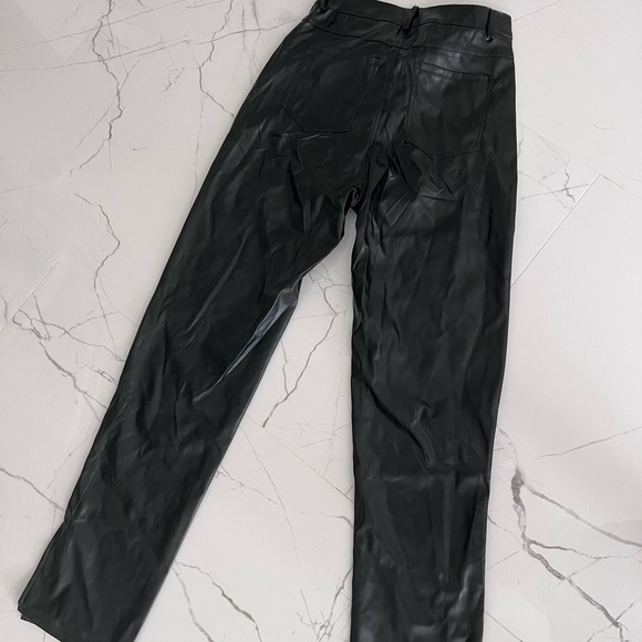 Missy Empire Black Faux Leather Straight Leg Split Detail Pants - Picture 3 of 4
